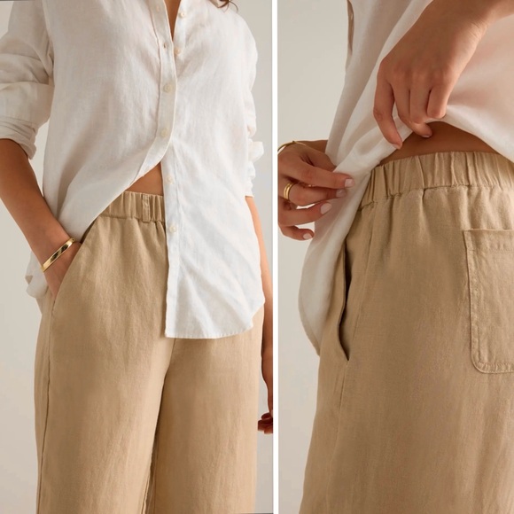 QUINCE New With Tag 100% Organic Linen Pants In The Color Of Driftwood. Size S - Picture 4 of 13
